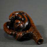 Wooden netsuke ‘Monkey in eagle's claw’ with inlai… - photo 3