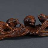 Boxwood netsuke ‘Four quails on millet branches’ w… - фото 1