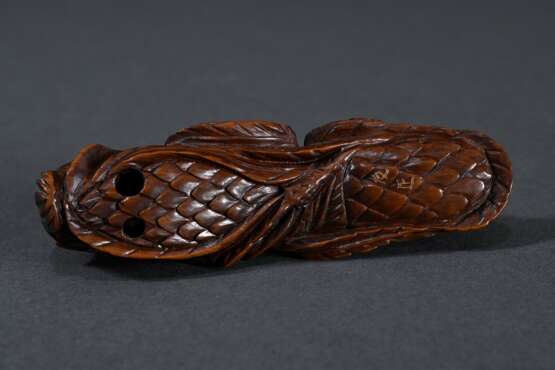 Boxwood netsuke ‘Four quails on millet branches’ w… - фото 3