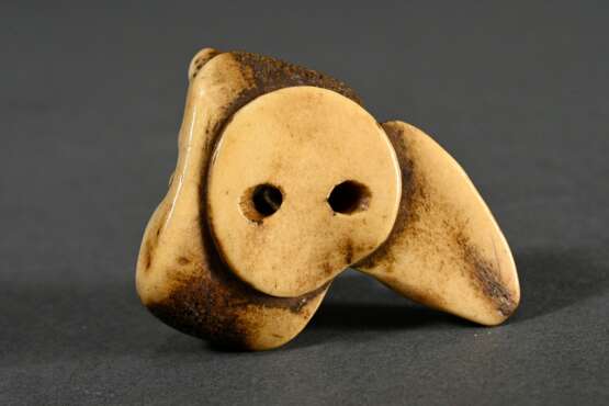 Mingei Hirschhorn netsuke ‘2 masks: Oni and Usofuk… - photo 2