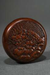 Rare boxwood Hako netsuke ‘Shishi on rocks’, circa…