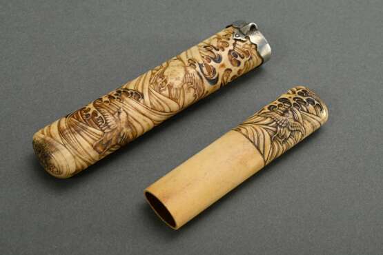 Japanese deer antler pipe container (kiseruzutsu) … - photo 3 Japanese deer antler pipe container (kiseruzutsu) … - photo 3