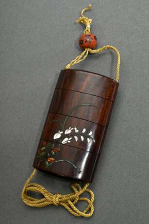 Dark wood inro with green and black lacquer decora… - photo 2 Dark wood inro with green and black lacquer decora… - photo 2