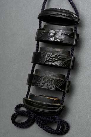 Schwarzlack geschnitztes Inro "Idealisierte chines… - Foto 3 Schwarzlack geschnitztes Inro "Idealisierte chines… - Foto 3