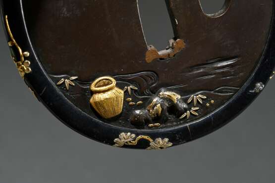 Very fine shibuichi tsuba ‘Taikôbô fishing under a… - photo 5