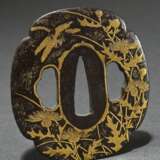 Iron tsuba in mokko form with flat gold inlays dep… - photo 1