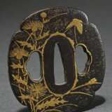 Iron tsuba in mokko form with flat gold inlays dep… - photo 2