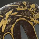 Iron tsuba in mokko form with flat gold inlays dep… - photo 3