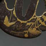Iron tsuba in mokko form with flat gold inlays dep… - photo 5