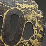 Iron tsuba in mokko form with flat gold inlays dep… - photo 6