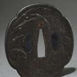 Iron tsuba in mokko form with shibuichi, gold and … - photo 2