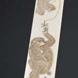 Japanese ivory folding knife with delicate engravi… - photo 3