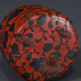 Rotlack Natsume Teedose mit Schnitzlack "Blumen un… - Foto 3