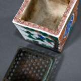 Square Kutani Koro with openwork copper lid, colou… - photo 4