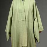 Matcha green silk kimono with batik tea ceremony p… - фото 1