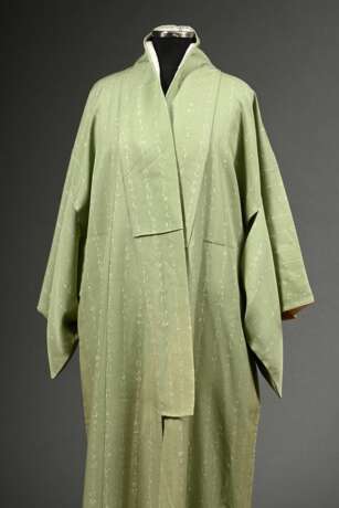 Matcha green silk kimono with batik tea ceremony p… - фото 1 Matcha green silk kimono with batik tea ceremony p… - фото 1