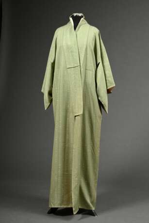 Matcha green silk kimono with batik tea ceremony p… - фото 2 Matcha green silk kimono with batik tea ceremony p… - фото 2