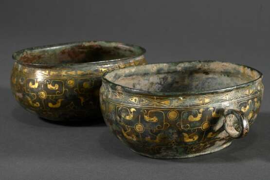 2 museum-quality bronze eartrays in the Han style … - photo 1 2 museum-quality bronze eartrays in the Han style … - photo 1