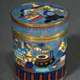 Cylindrical cloisonné box ‘Scholarly Objects’ on t… - photo 1