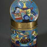 Cylindrical cloisonné box ‘Scholarly Objects’ on t… - photo 2