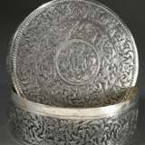 Round silver lidded box with rich repoussé decorat… - photo 1