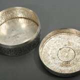 Round silver lidded box with rich repoussé decorat… - photo 2