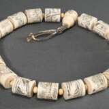 Mala made of 18 cylindrical bone beads and pumpkin… - фото 2