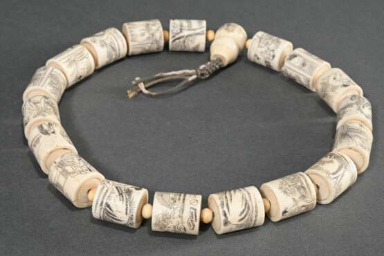 Mala made of 18 cylindrical bone beads and pumpkin… - фото 2 Mala made of 18 cylindrical bone beads and pumpkin… - фото 2