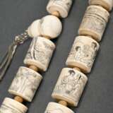 Mala made of 18 cylindrical bone beads and pumpkin… - фото 6