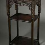 Square blackwood stand with finely carved frame an… - фото 1