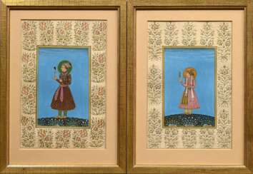 2 Miniaturmalerei Portraits im Mogul Stil "Shah Ja…