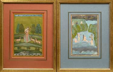 2 Miniaturmalereien im Rajput Stil "Todi Ragini sp…