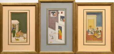 3 Diverse Miniaturmalereien im Mogul und Rajput St…