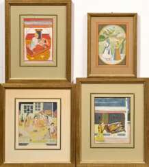 4 Diverse Miniaturmalereien "Schlafende (Rasamanja…