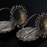 Pair of earrings made of discs with applied flower… - photo 3