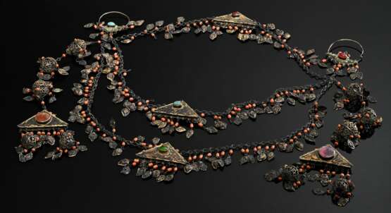 Opulent Uzbek Khiva wedding necklace with ear and … - фото 1 Opulent Uzbek Khiva wedding necklace with ear and … - фото 1