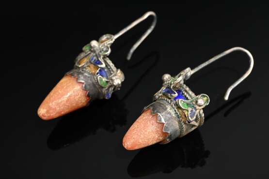 Paar algerische Ohrringe mit aufgesetzten Perlen u… - Foto 1