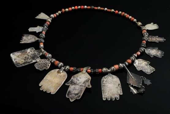 Marokkanische Kette mit diversen Silber-, Korallen… - Foto 5 Marokkanische Kette mit diversen Silber-, Korallen… - Foto 5