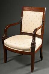 French armchair with sculpted dolphin armrests, up…