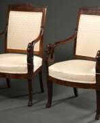 Обзор. Pair of French armchairs with sculpted swan armres…