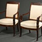 Pair of French armchairs with sculpted swan armres… - фото 1