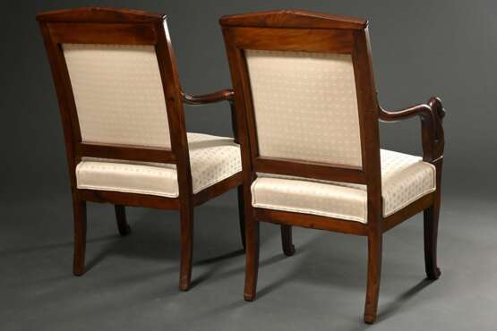 Pair of French armchairs with sculpted swan armres… - фото 6