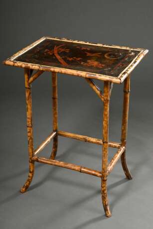 Colonial side table with bamboo frame and lacquere… - photo 1 Colonial side table with bamboo frame and lacquere… - photo 1