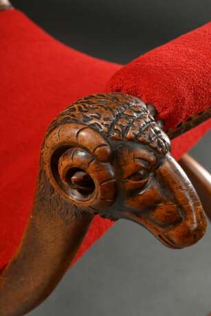 Paar Historismus Scherensessel mit vollplastisch g… - Foto 3