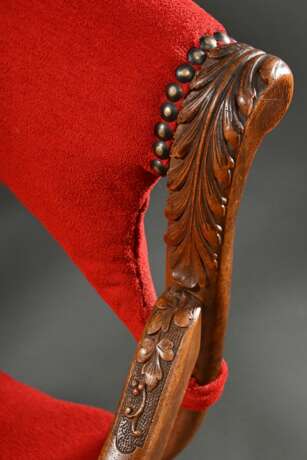 Paar Historismus Scherensessel mit vollplastisch g… - Foto 4