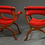 Paar Historismus Scherensessel mit vollplastisch g… - Foto 6