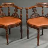 2 Historismus Ecksessel mit vollrund geschnitzten … - Foto 1