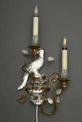 Figurative appliqué ‘Parrot with two foliate candl…