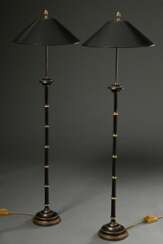 Pair of classic floor lamps with black and gold ba…