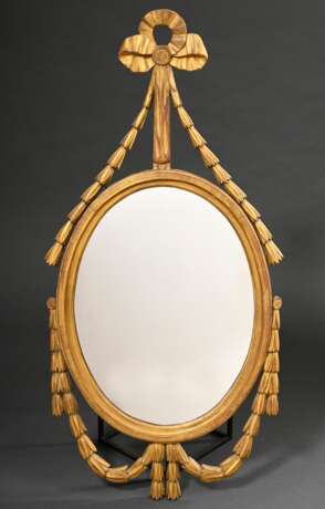 Oval mirror in Louis XVI style with laurel festoon… - фото 1 Oval mirror in Louis XVI style with laurel festoon… - фото 1
